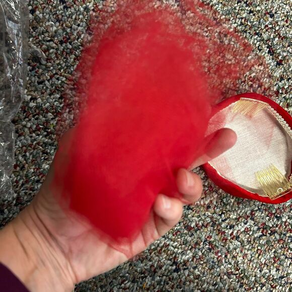 Vintage 1960s Red Velvet Fit & Flare Party Cocktail Dress W/Pillbox Hat Size XS - Picture 16 of 16